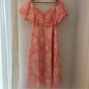 GINGHAM & HEELS Shider off shoulder midi dress Size 14